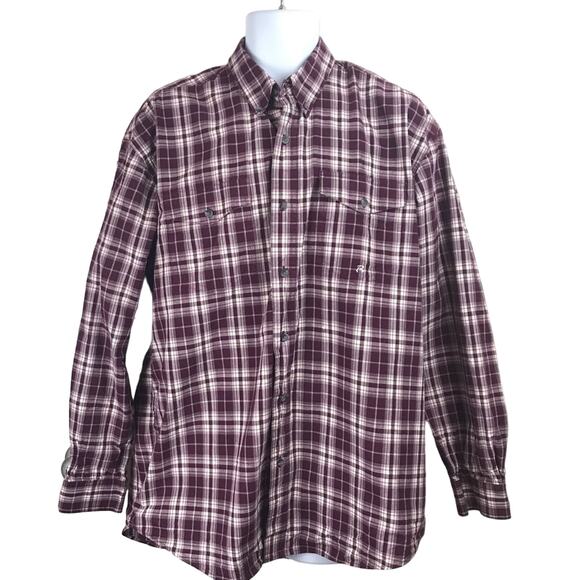 Roper Burgundy Plaid Western Button Down Shirt L - Picture 1 of 6